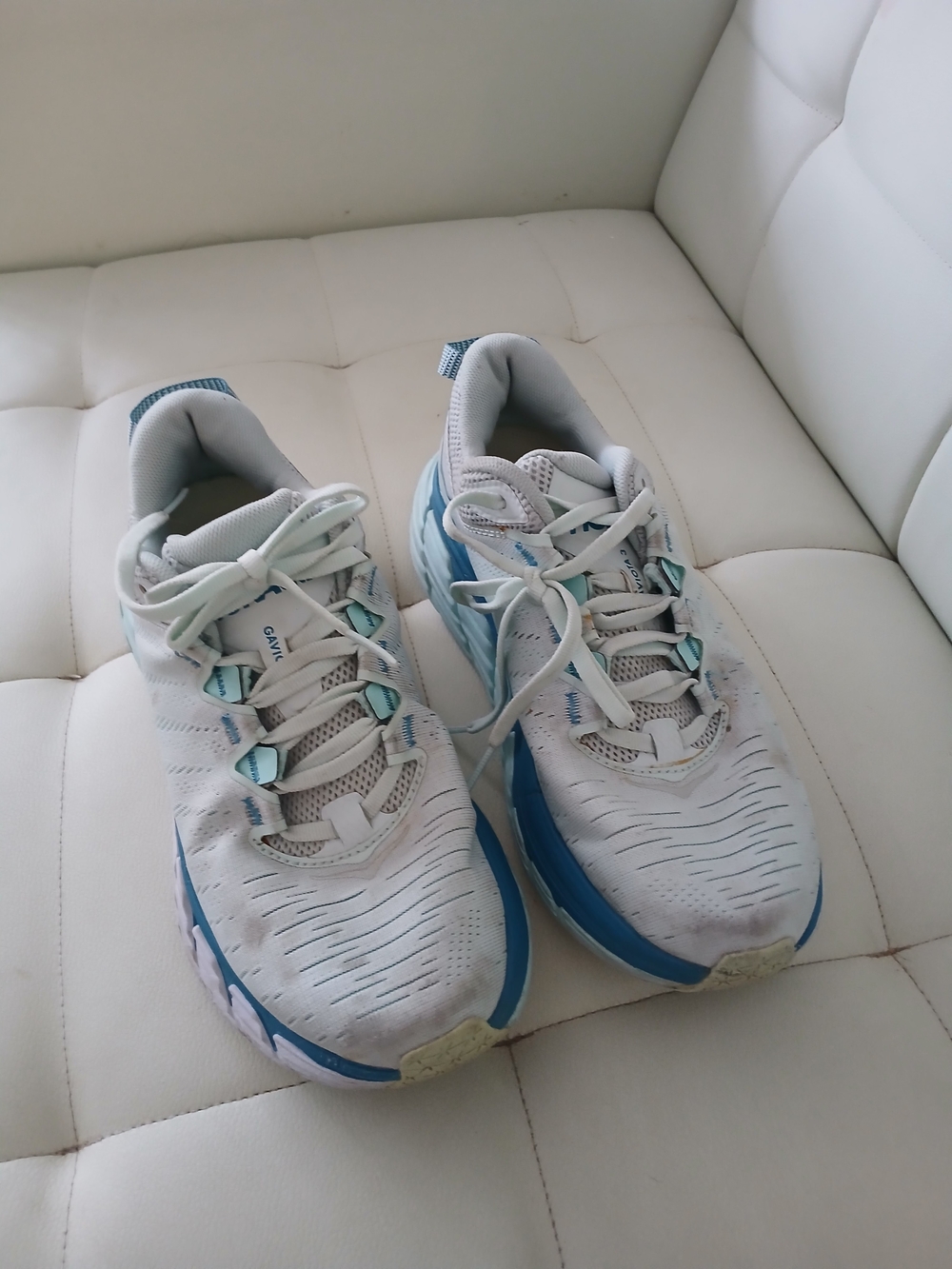 Hoka One One Women's White and Light Blue Running Sneakers